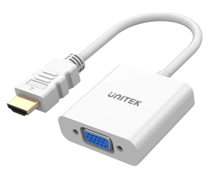 Przejściówka Unitek Adapter HDMI na VGA, FullHD 60Hz, biały